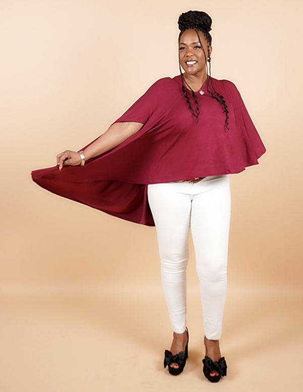 Long Convertible Shawl - BURGUNDY