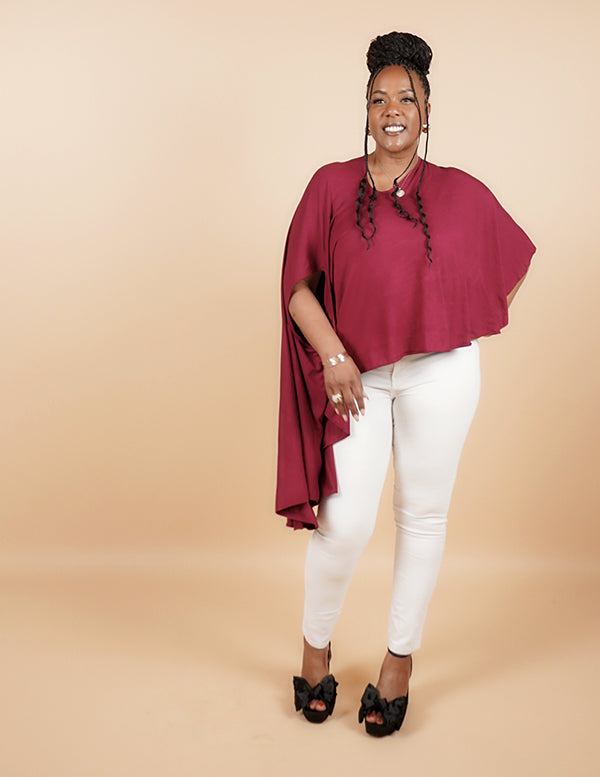 Long Convertible Shawl - BURGUNDY