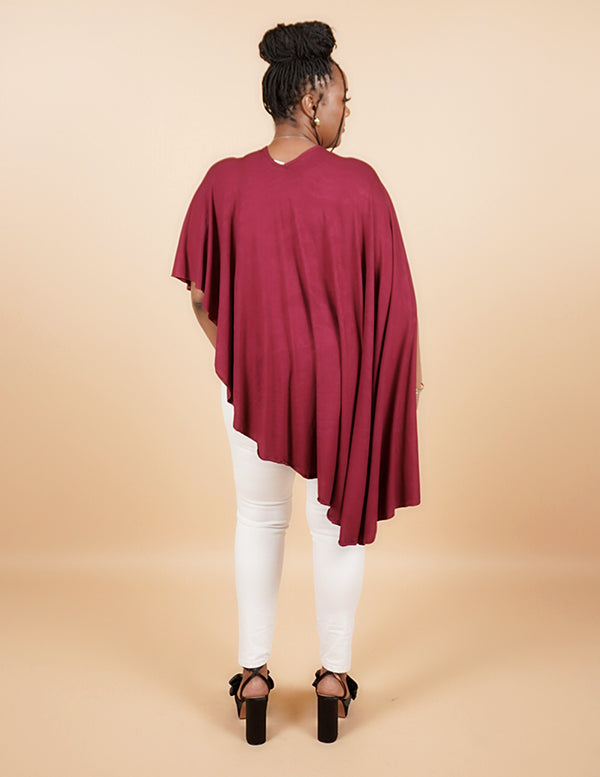Long Convertible Shawl - BURGUNDY