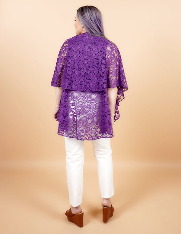 Short Convertible Shawl - PURPLE LACE