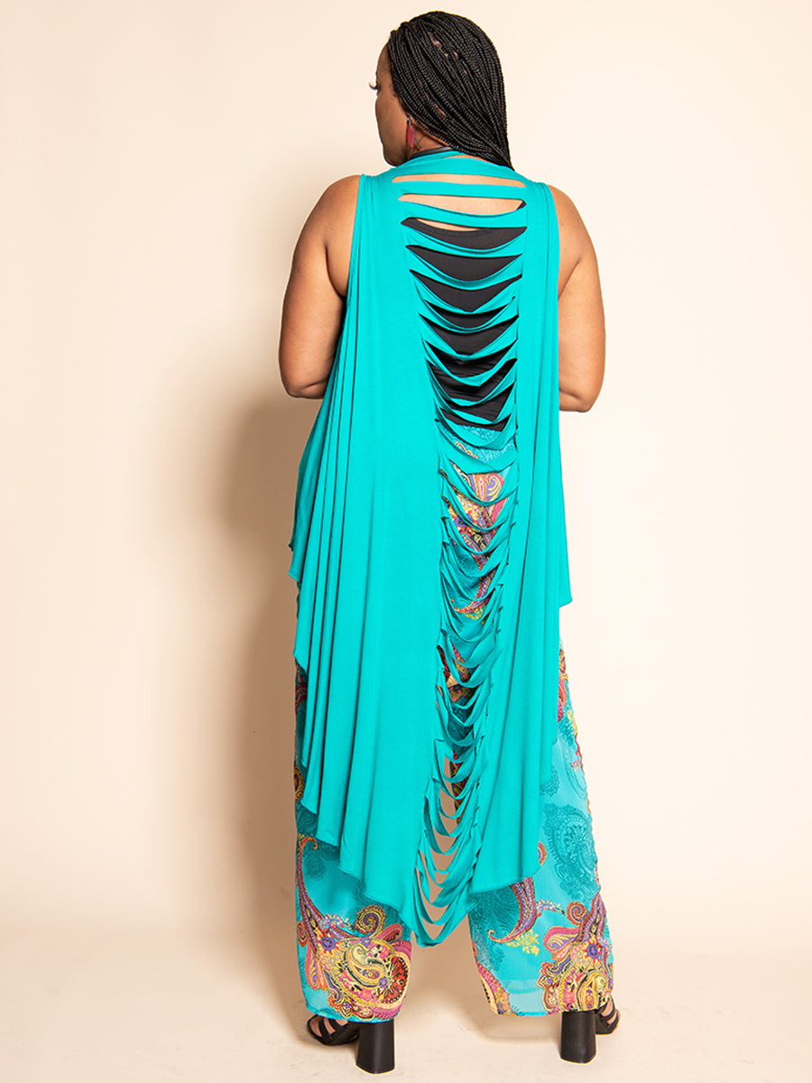 Slitback Shawl - TURQOUISE