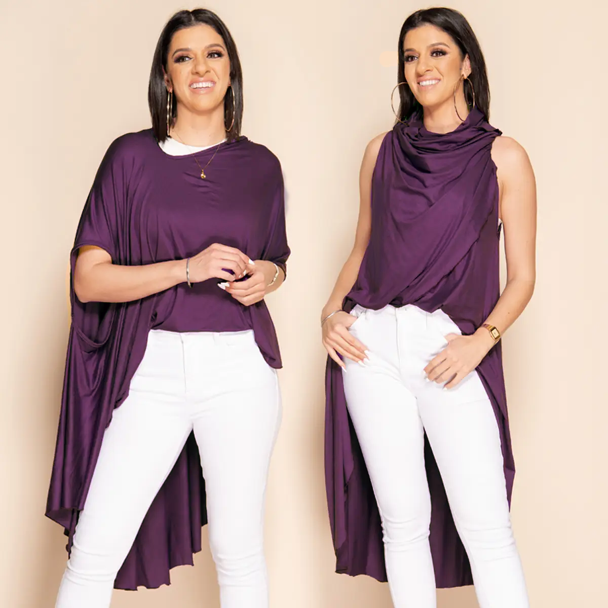 Long Convertible Shawl - EGGPLANT