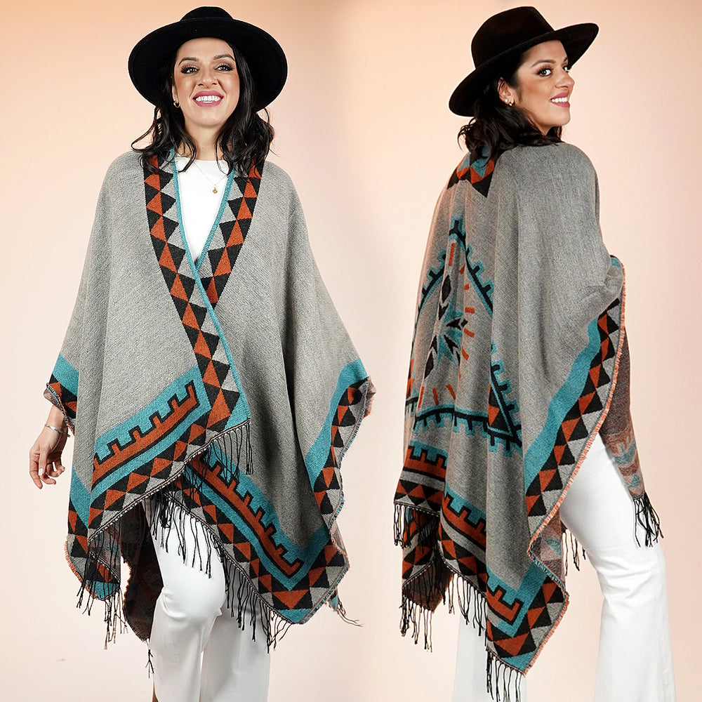 
                  
                    AZTEC RUANA - GRAY
                  
                