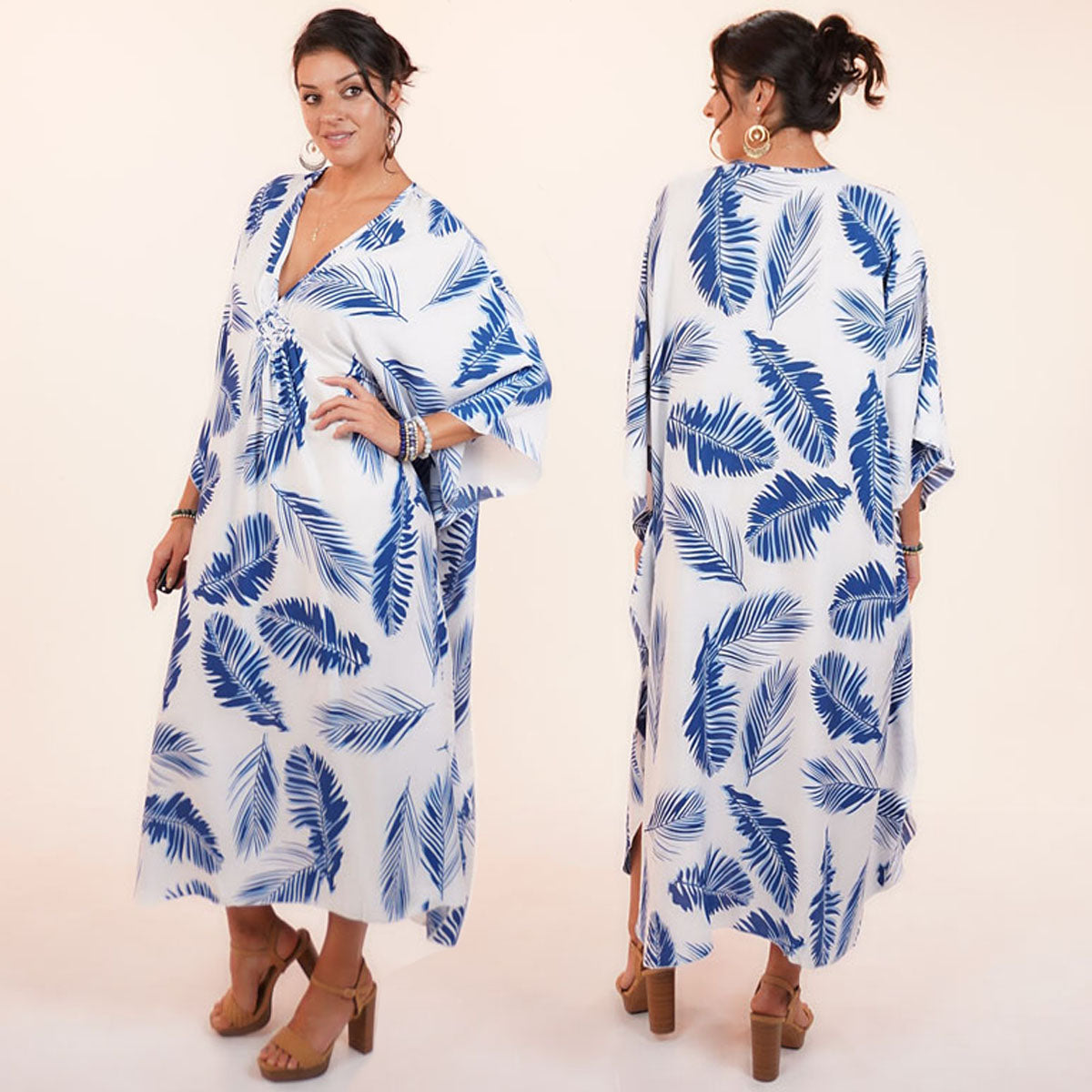 DIAMOND VACAY DRESS- BLUE PALM