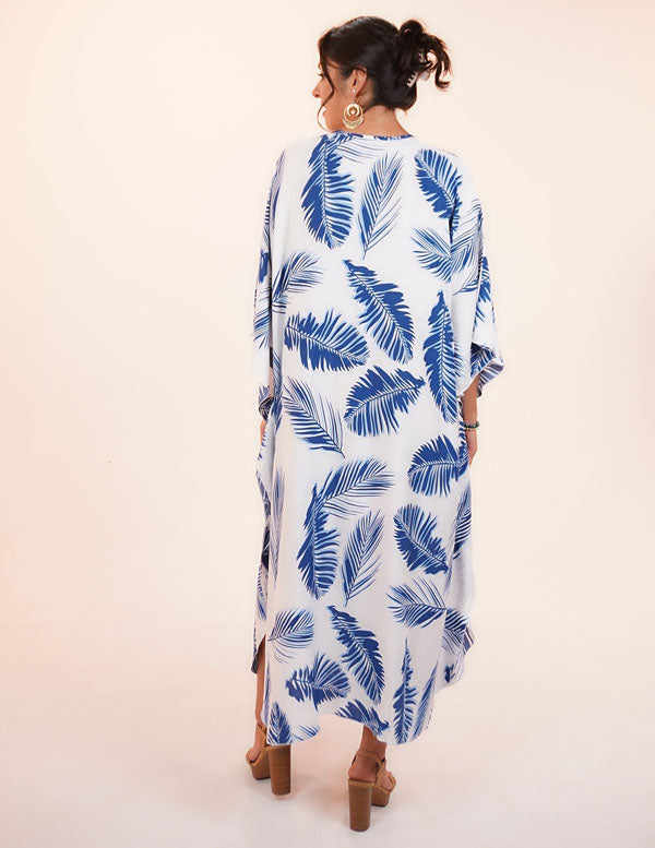 
                  
                    DIAMOND VACAY DRESS- BLUE PALM
                  
                