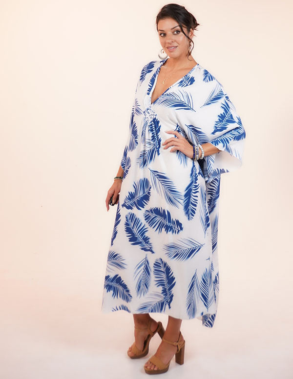 
                  
                    DIAMOND VACAY DRESS- BLUE PALM
                  
                