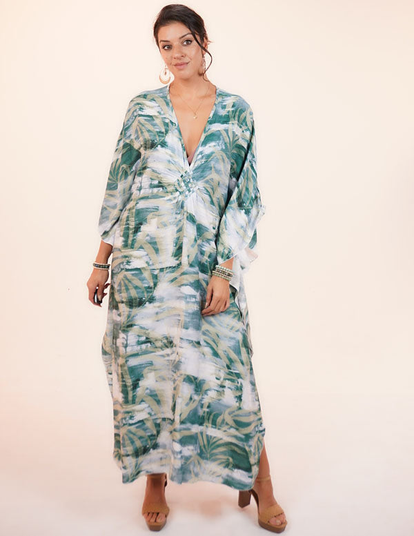 DIAMOND VACAY DRESS- GREEN ABSTRACT