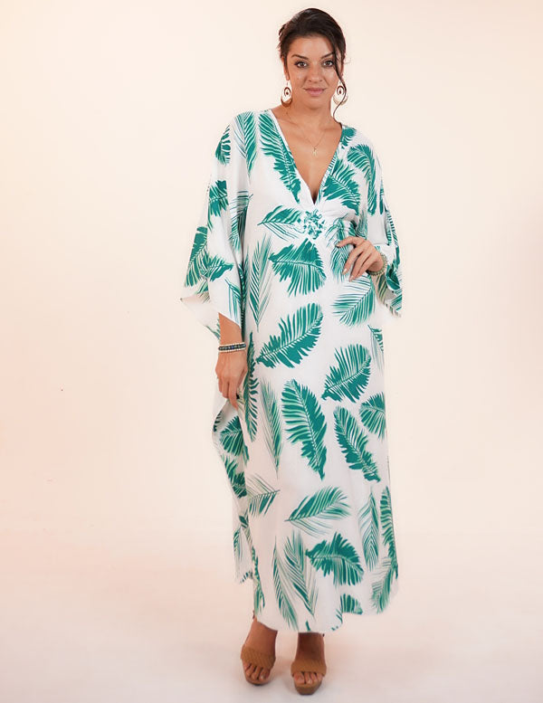 DIAMOND VACAY DRESS- GREEN PALM