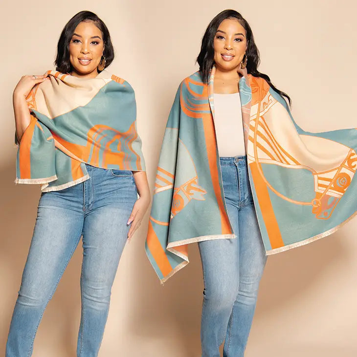 EQUESTRIAN WRAP - BLUE ORANGE