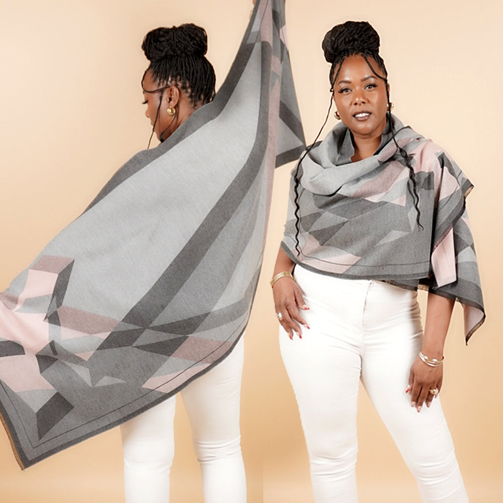 GEO WRAP - PINK GRAY