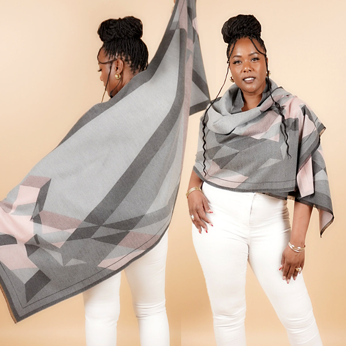 GEO WRAP - PINK GRAY