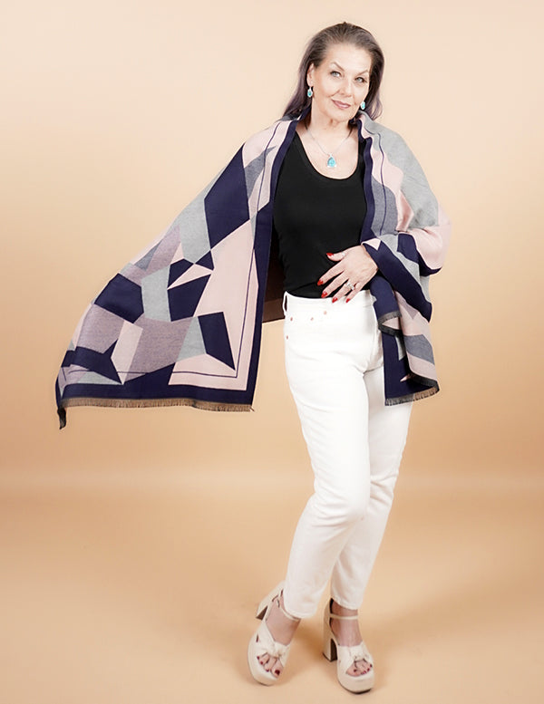 GEO WRAP - NAVY PINK