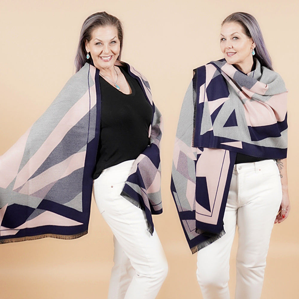 GEO WRAP - NAVY PINK