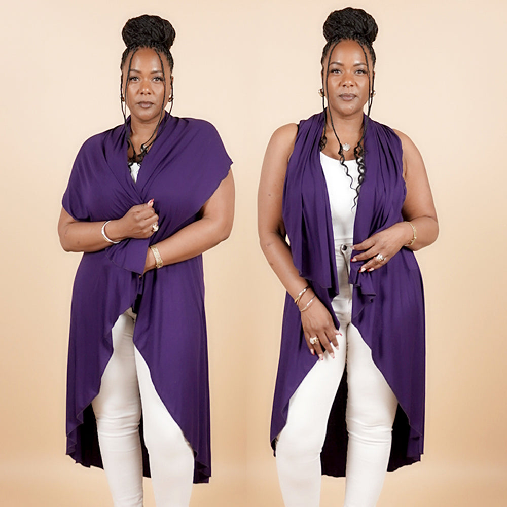 Long Convertible Shawl - EGGPLANT