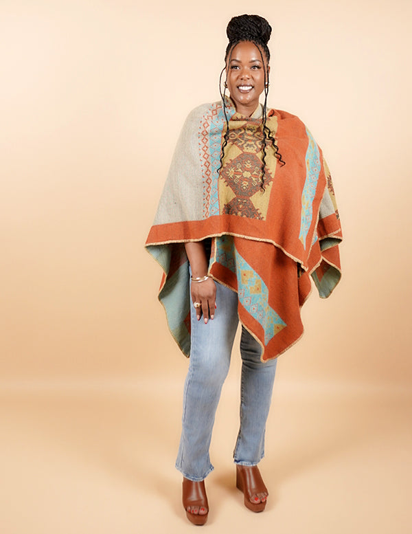 NAVAJO RUANA - ORANGE