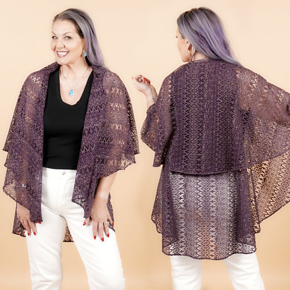 Short Convertible Shawl - PURPLE GOLD