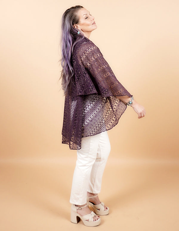 Short Convertible Shawl - PURPLE GOLD