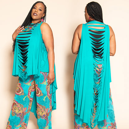 Slitback Shawl - TURQOUISE
