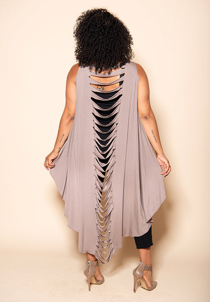 Slitback Shawl - TAUPE
