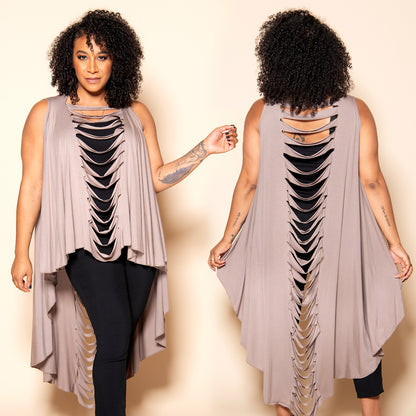 Slitback Shawl - TAUPE