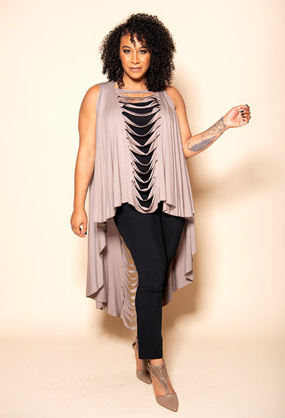 Slitback Shawl - TAUPE