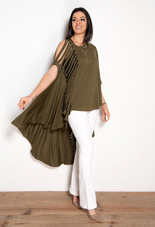 Slitback Shawl - OLIVE