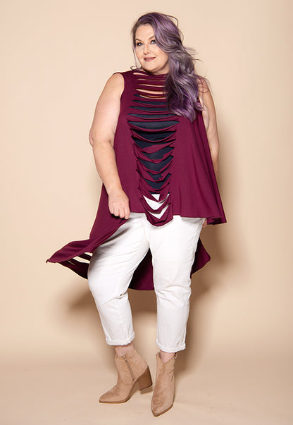 Slitback Shawl - BURGUNDY