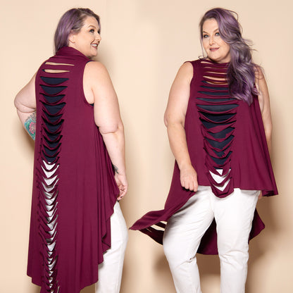 Slitback Shawl - BURGUNDY