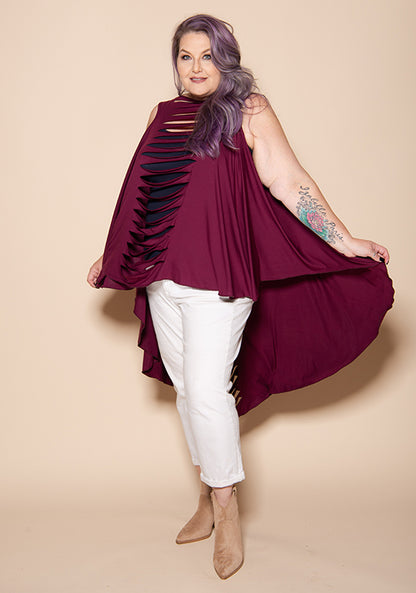 Slitback Shawl - BURGUNDY