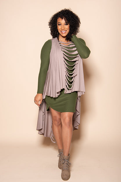 Slitback Shawl - TAUPE
