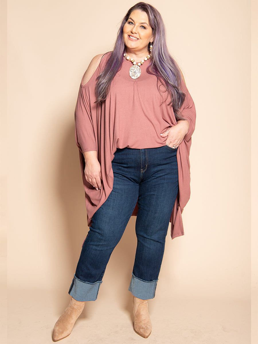 Convertible TUNIC-MAUVE RIBBED