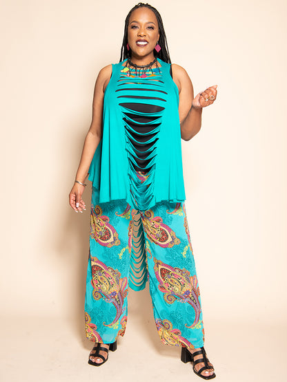 Slitback Shawl - TURQOUISE