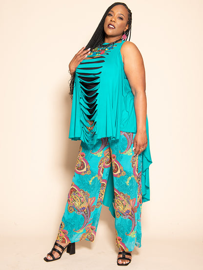 Slitback Shawl - TURQOUISE