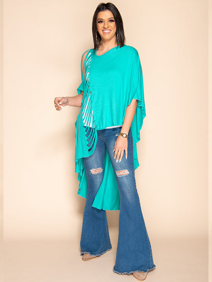 Slitback Shawl - AQUA